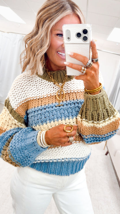 Honey & Hues Sweater-Denim/Yellow