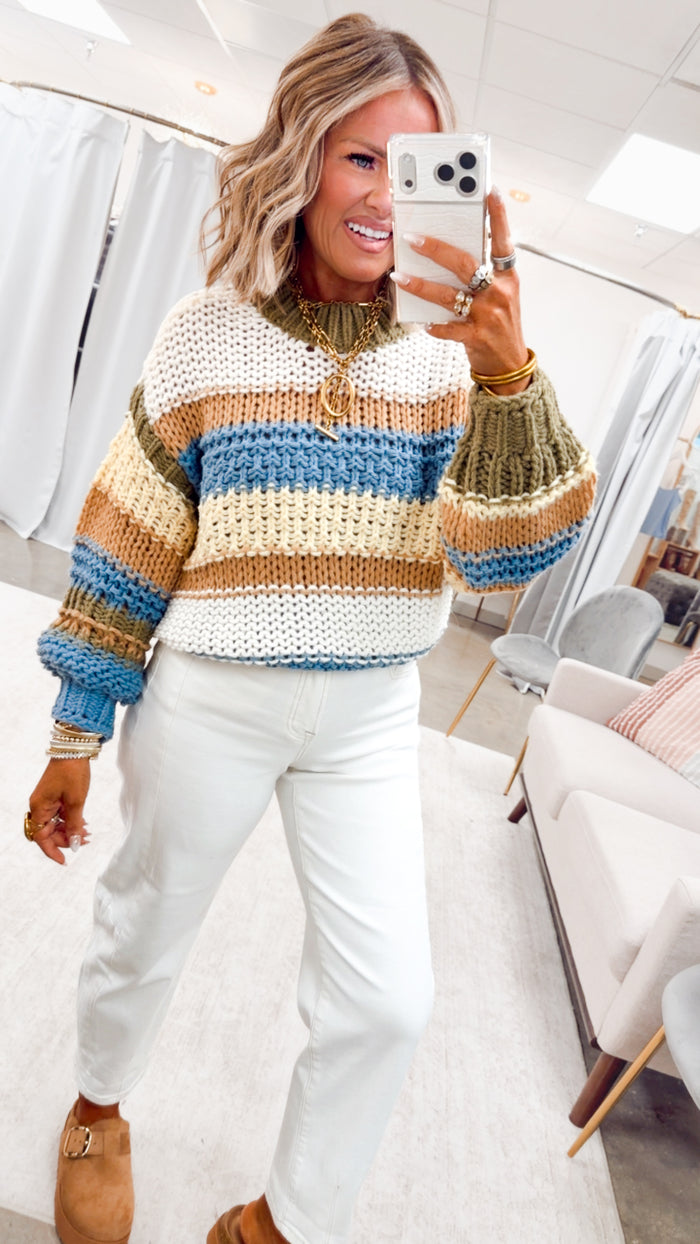 Honey & Hues Sweater-Denim/Yellow