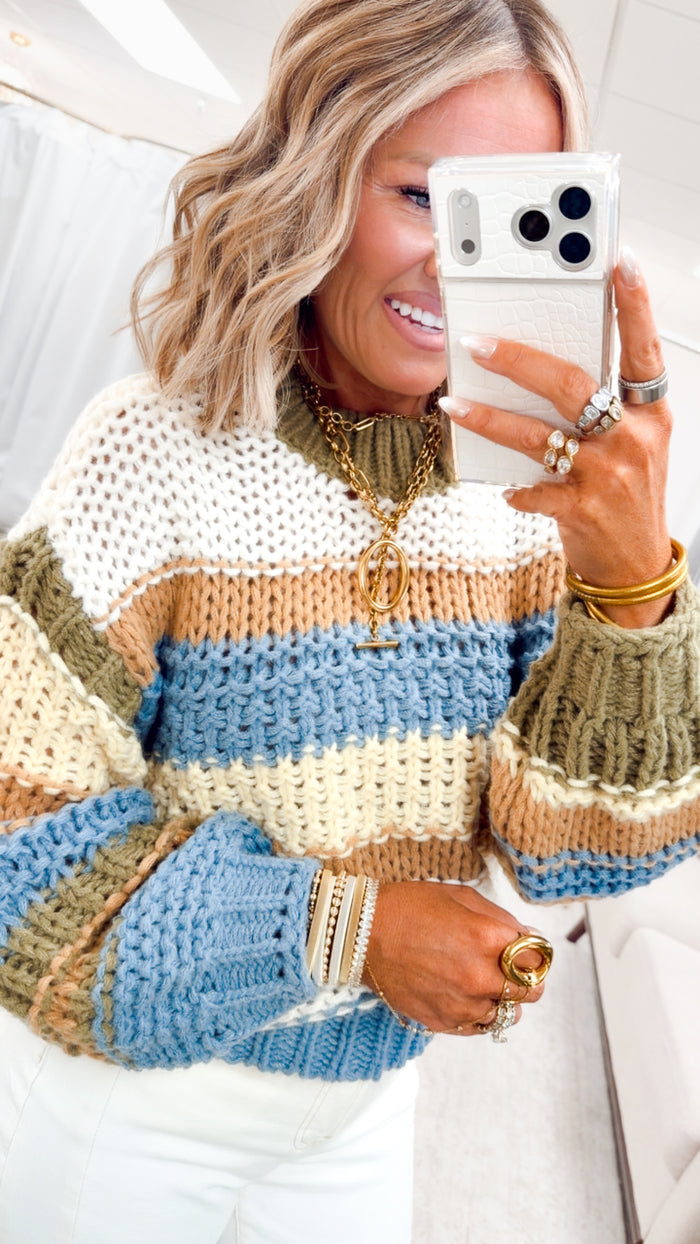 Honey & Hues Sweater-Denim/Yellow
