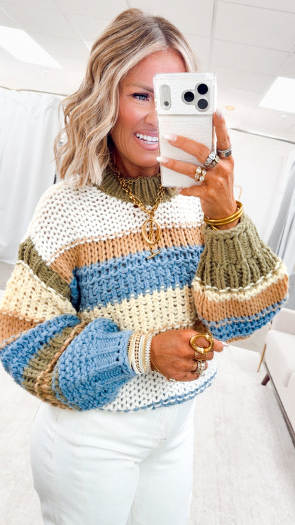 Honey & Hues Sweater-Denim/Yellow