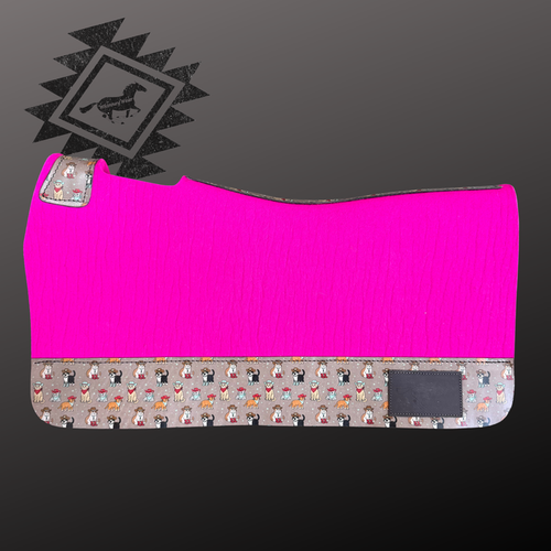 Hot Pink & Meowdy Wool Saddle Pad - 28"x30"