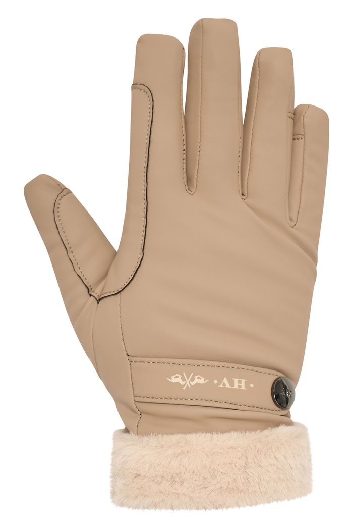 HV Society Gloves HVSGarbine Straw 0207103350 tan gloves with faux fur cuff Shop HV Society at Dotique