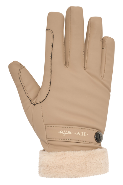 HV Society Gloves HVSGarbine Straw 0207103350 tan gloves with faux fur cuff Shop HV Society at Dotique