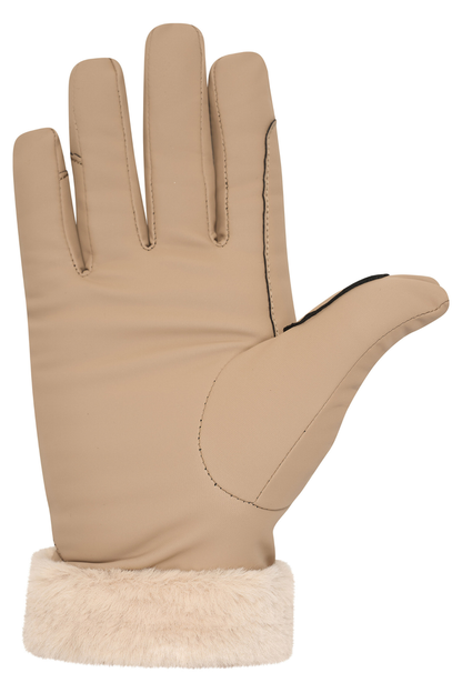 HV Society Gloves HVSGarbine Straw 0207103350 tan glove with faux fur cuff Shop HV Society at Dotique