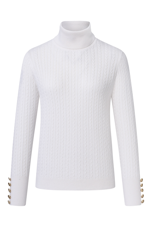 HV Society Jumper HVSYany Snowfall 0409103852 white cable knit turtleneck Shop HV Society at Dotique