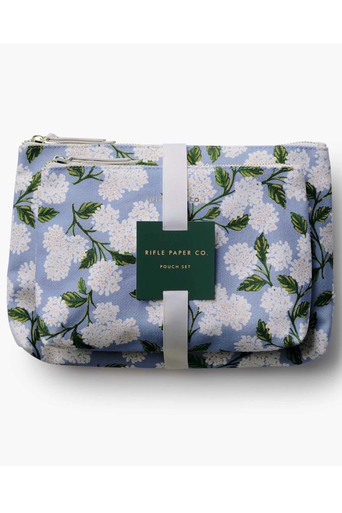 Hydrangea Zippered Pouch Set