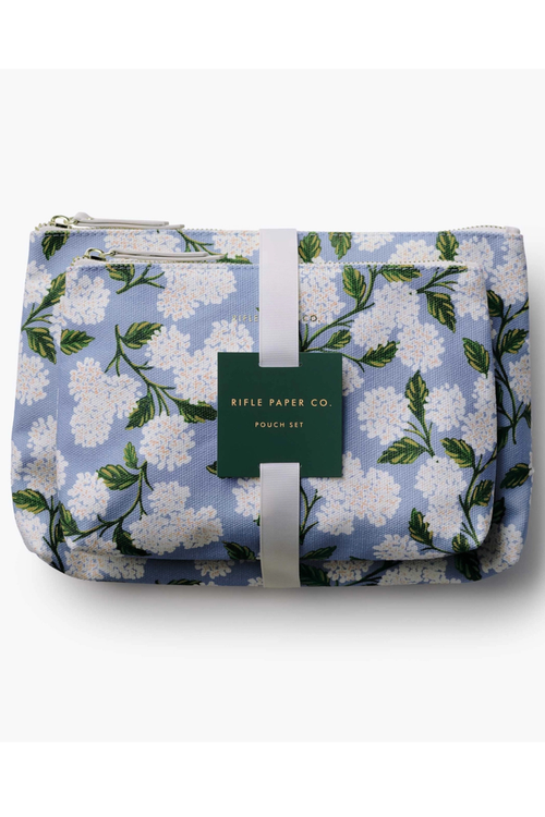 Hydrangea Zippered Pouch Set