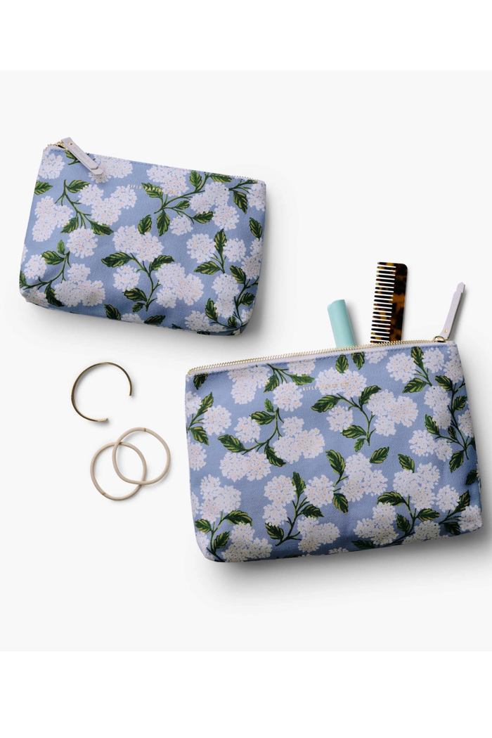 Hydrangea Zippered Pouch Set
