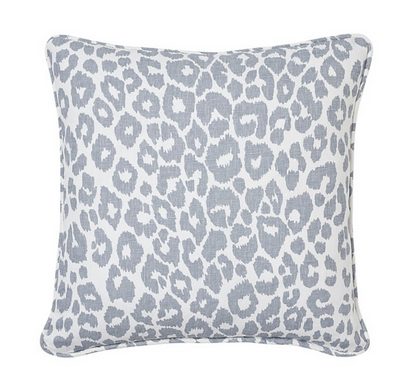 Iconic Leopard Pillow Cover in Sky Blue, Indoor Outdoor Pillows, Schumacher Textiles