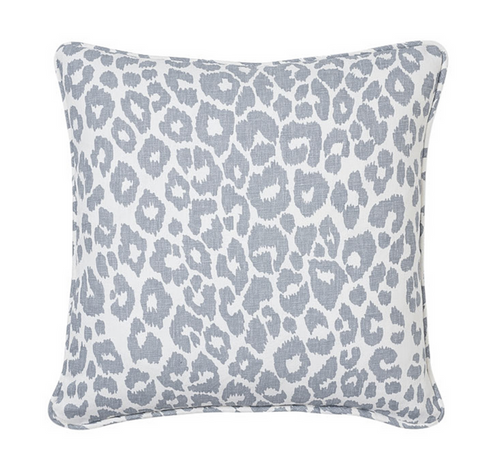 Iconic Leopard Pillow Cover in Sky Blue, Indoor Outdoor Pillows, Schumacher Textiles