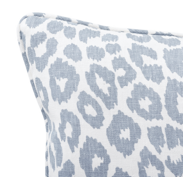Iconic Leopard Pillow Cover in Sky Blue, Indoor Outdoor Pillows, Schumacher Textiles
