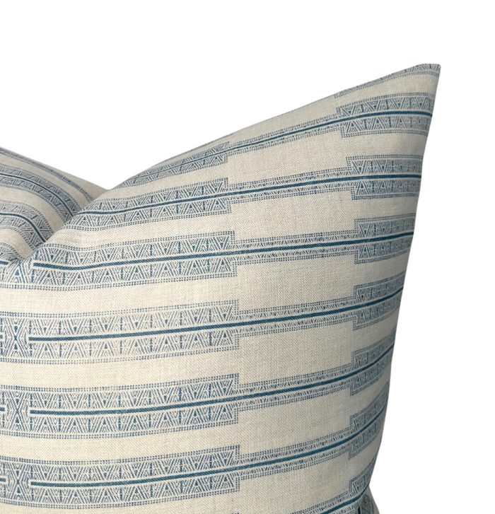 Indro Pillow Cover in Lake on Natural, Susan Connor Textiles