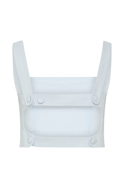Josephine Crop Top With Open Back - Ice Blue