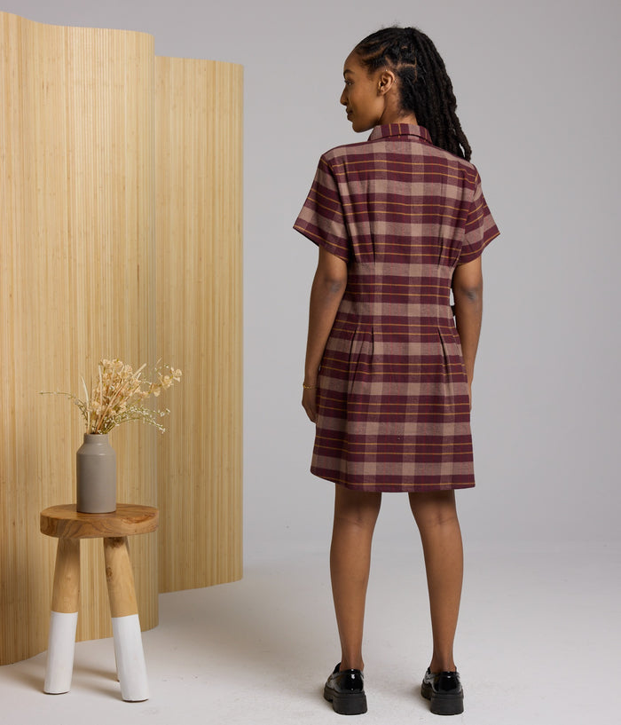 Josephine dress fudge plaid - Known Supply