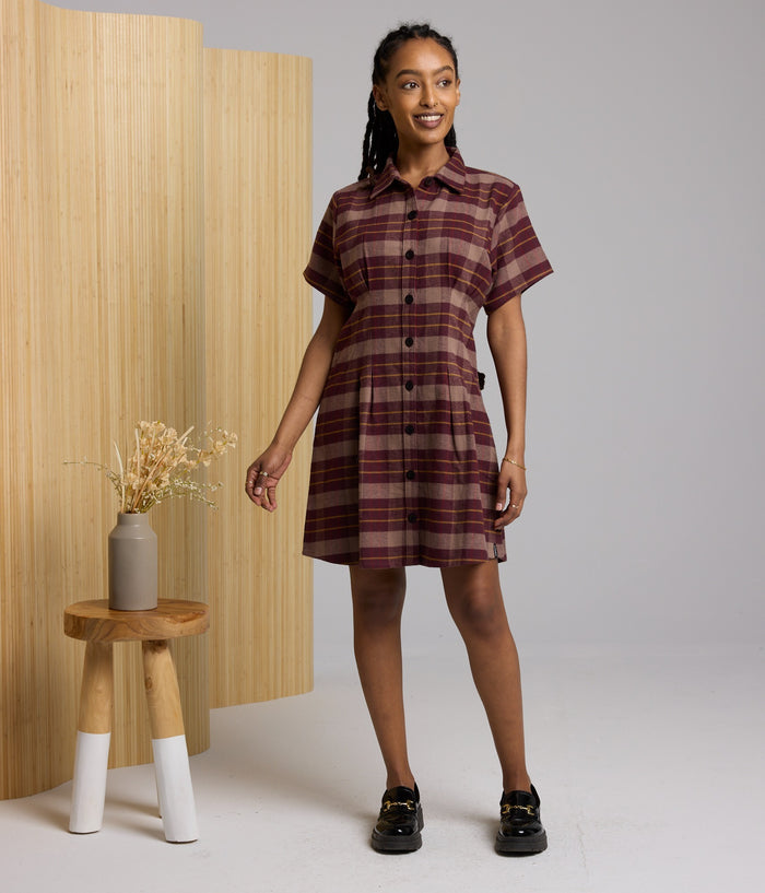Josephine dress fudge plaid - Known Supply