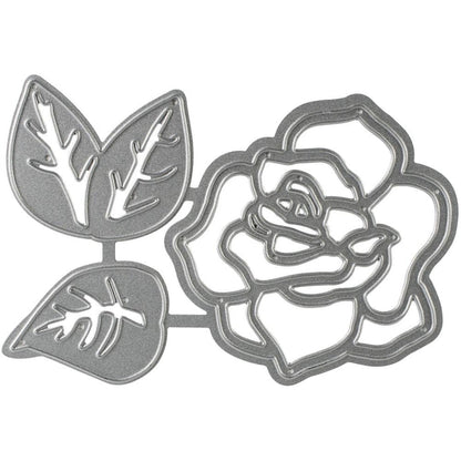 Spice up your next project with this die set. This package contains Rose/Leave: a set of three metal dies measuring between 1.5x1 inches and 2.5x2.5 inches. Imported. Available at Embellish Away located in Bowmanville Ontario Canada.