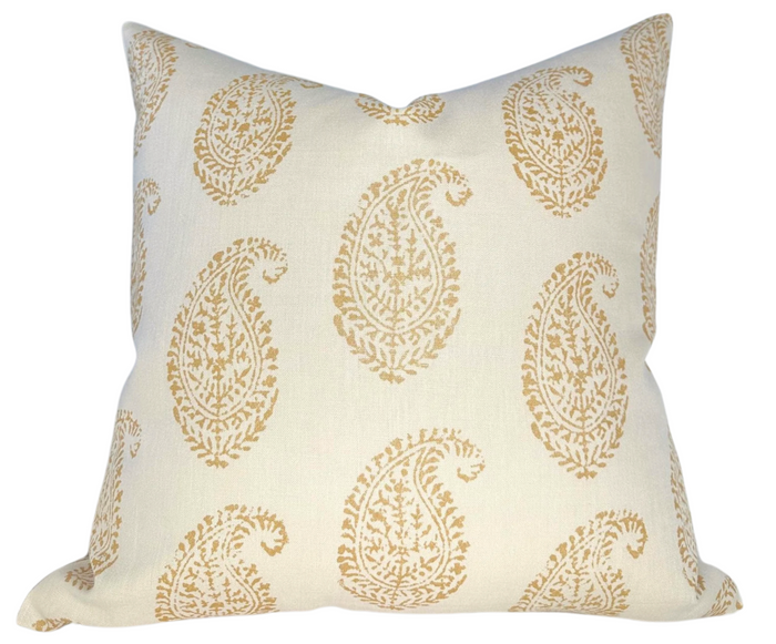 Kashmir Paisley Pillow Cover in Gold, Peter Dunham Textiles