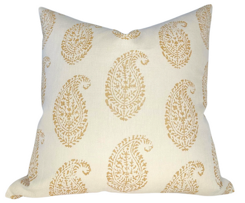 Kashmir Paisley Pillow Cover in Gold, Peter Dunham Textiles