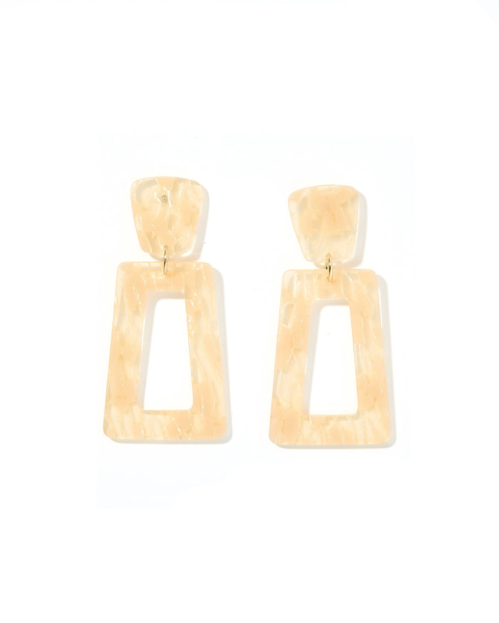 Kennedy Statement Earrings - Champagne Checkered
