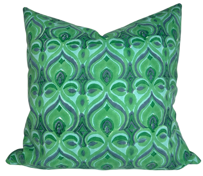 Khiva Pillow Cover in Blue + Green