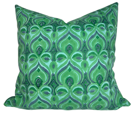 Khiva Pillow Cover in Blue + Green