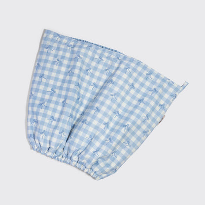 Kitsch Satin Lined Flexi Shower Cap - Gingham Blue