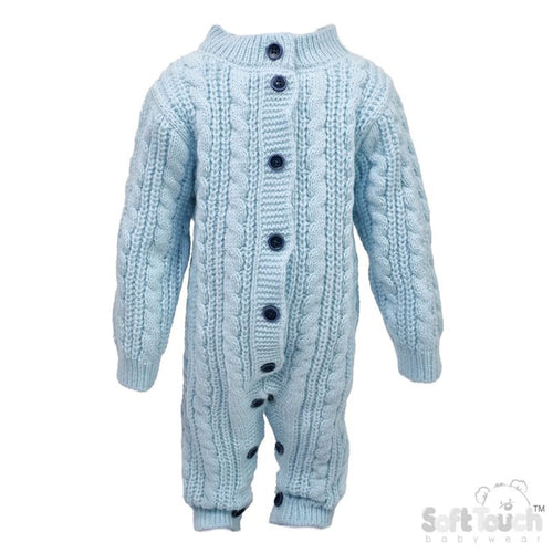 Long Sleeved Knitted Romper -  Blue (0-12m) (PK6) RM16-B