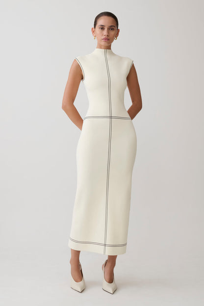 Malone Bandage Knit Midi Dress - Ivory