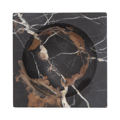 Providing luxurious and confidently stable elements, this captivating bowl is made with black marble with a touch of white and gold veining.