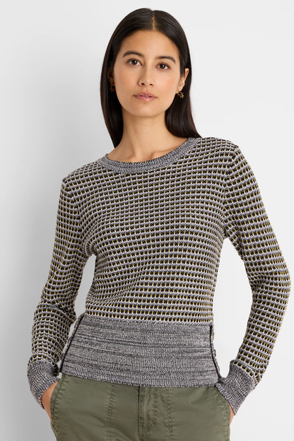 Marled Tuck Sweater, Blue Multi