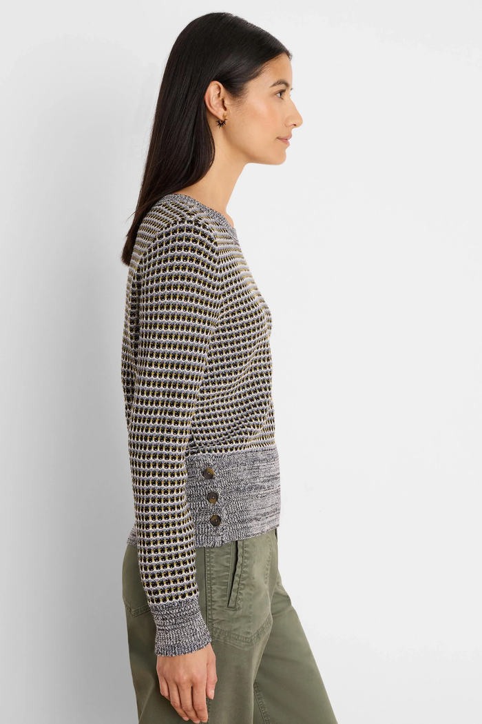 Marled Tuck Sweater, Blue Multi