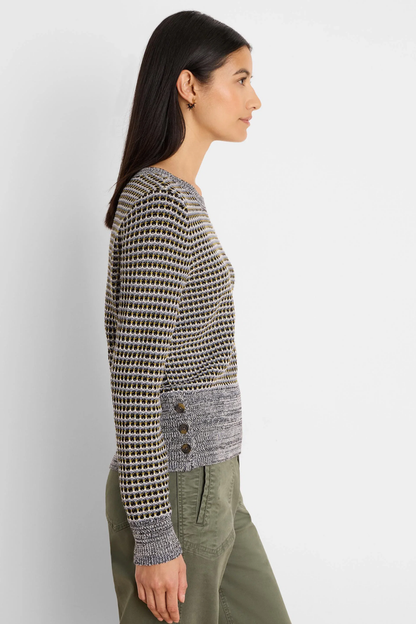 Marled Tuck Sweater, Blue Multi