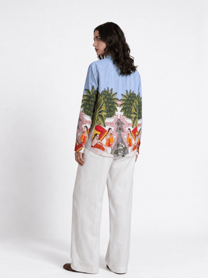 Medieval Backyard - Pichhwai Art Women Shirts in Cotton - Naymish Designs