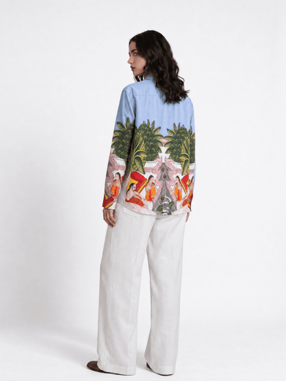 Medieval Backyard - Pichhwai Art Women Shirts in Cotton - Naymish Designs