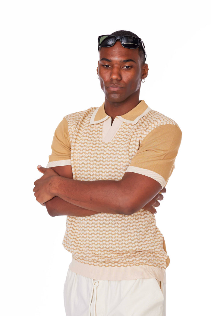 Men's Textured Sweater Polo