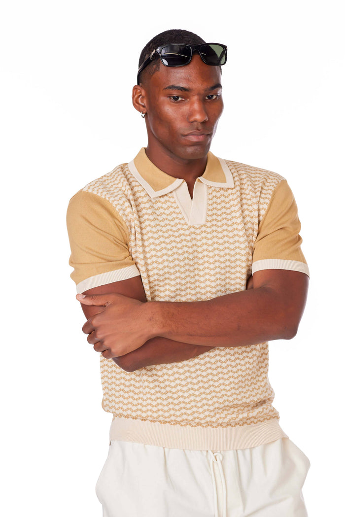 Men's Textured Sweater Polo