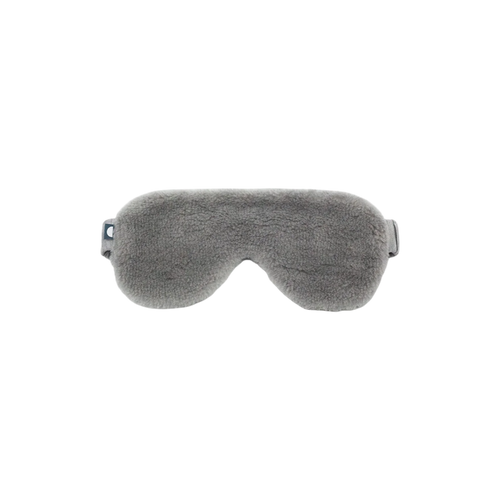 Merino Fleece Sleep Mask in platinum grey with soft fleece texture, contoured eye coverage and an adjustable strap for a secure fit.