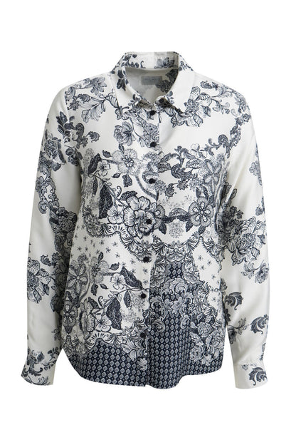 Milano 63-6557-3655 Navy Floral Print Shirt Blouse by MILANO Shop MILANO at Dotique