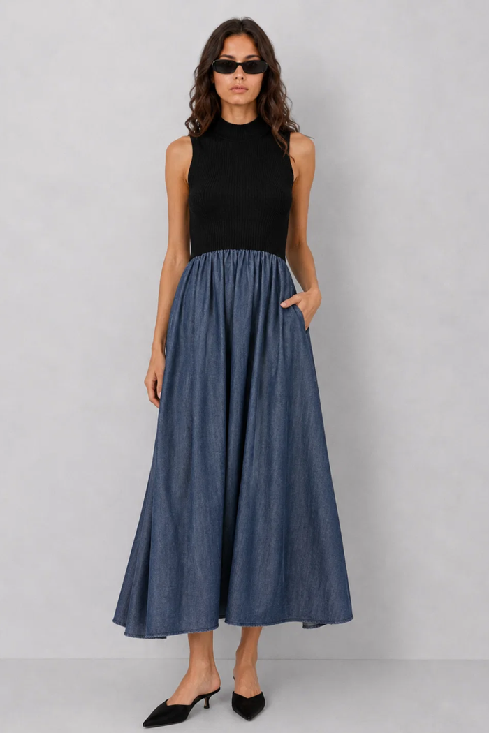 Mock Neck Maxi Dress