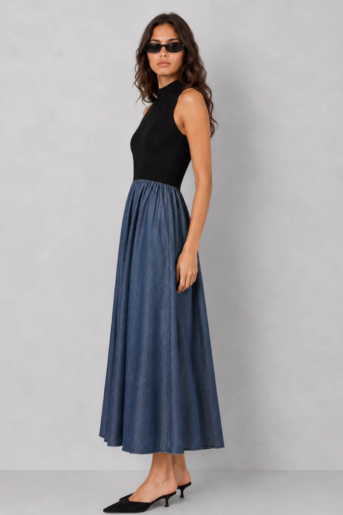 Mock Neck Maxi Dress