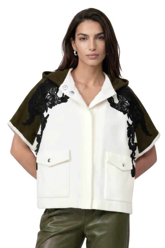 Monari 809929 Off White Cardigan worn by model Shop Monari at Dotique