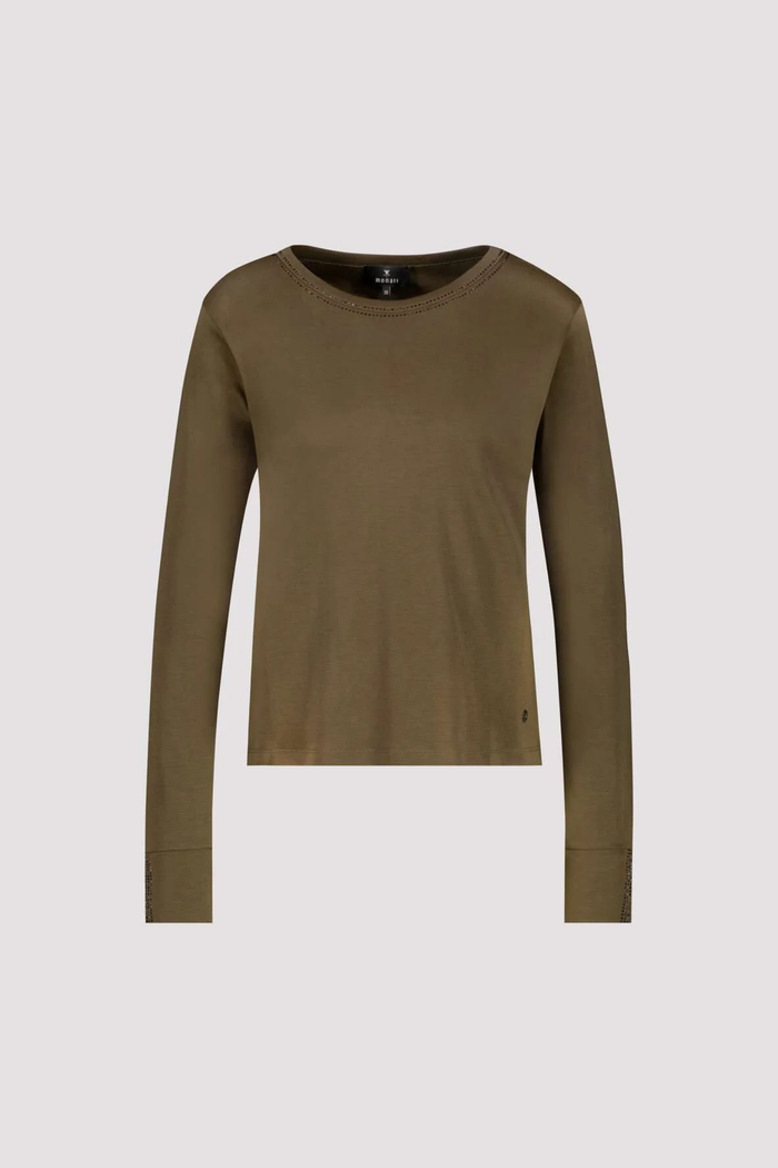 Monari 810053 Olive Cotton Jumper in olive Shop Monari at Dotique