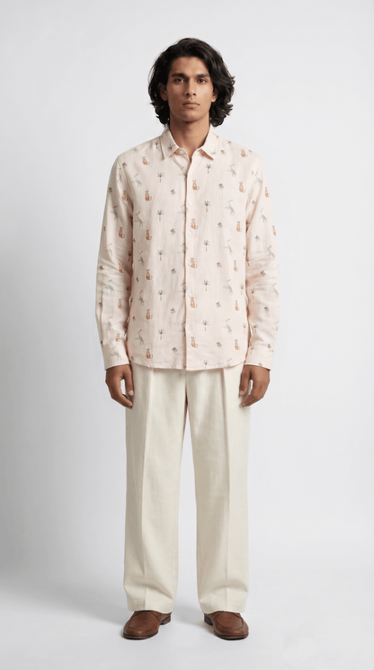 Monkey Cheetah shirt Men - Luxury Designer Shirt | Pure Linen | Partywear shirt for Men - Naymish Designs