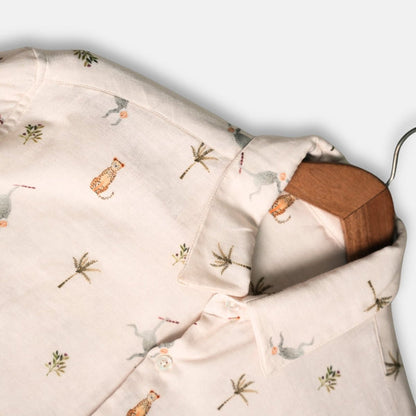 Monkey Cheetah - Luxury Designer Shirt | Soft Cotton or Pure Linen | Partywear shirt for Men - Naymish Designs