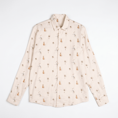 Monkey Cheetah shirt Men - Luxury Designer Shirt | Pure Linen | Partywear shirt for Men - Naymish Designs