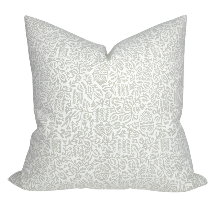Morris Pillow Cover in Taupe, Schumacher Textiles