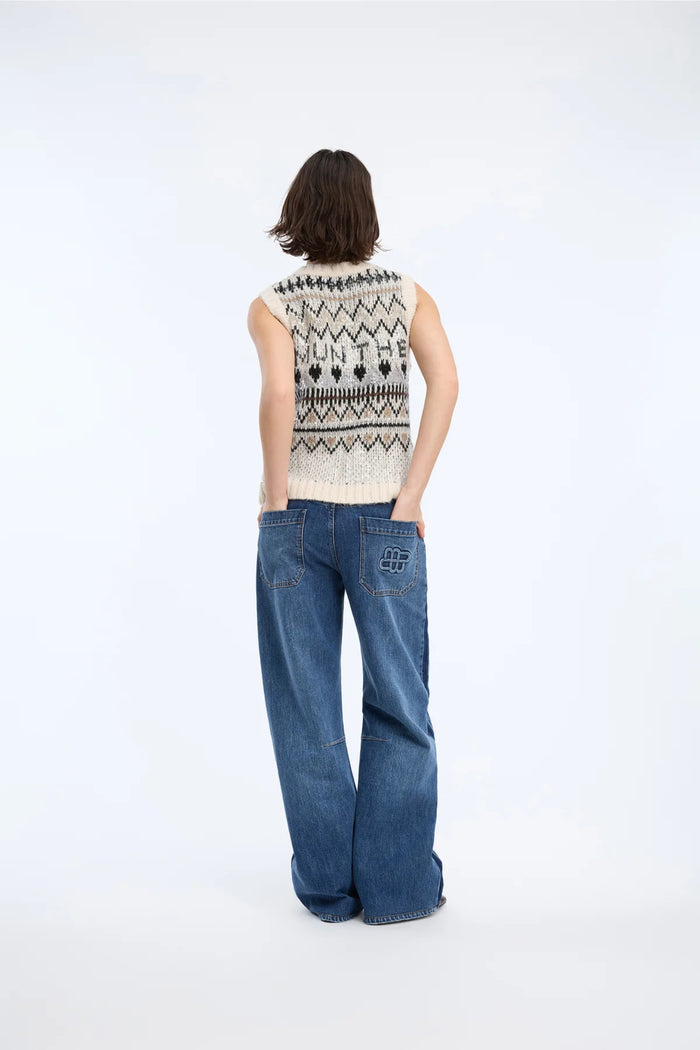 Back view of MUNTHE Vitalism Sequin Knitted Vest – Mix Creme by Munthe. Shop Munthe at Dotique