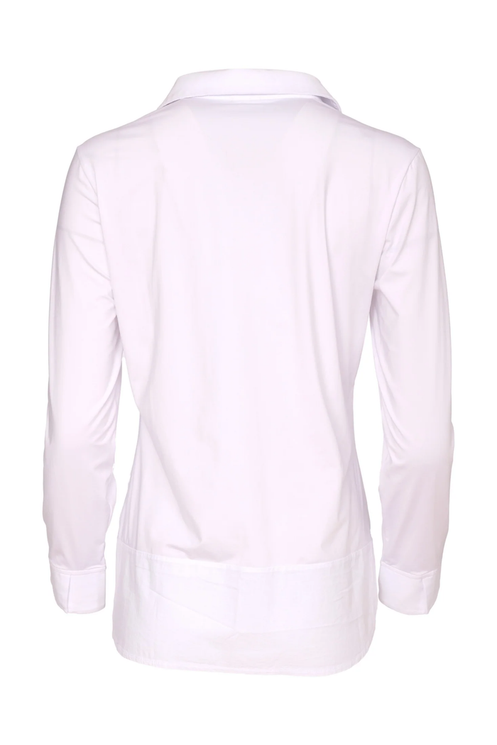 Naya NAW26107 White Jersey Top With Cotton Collar Cuff And Hem Panel Shop Naya at Dotique