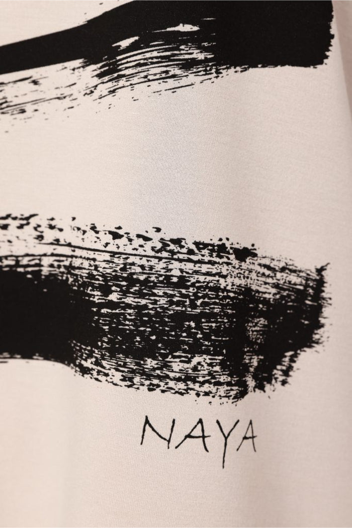 Naya NAW26146 Brush Stroke Placement Print Top Mink/Black. Shop Naya at Dotique.