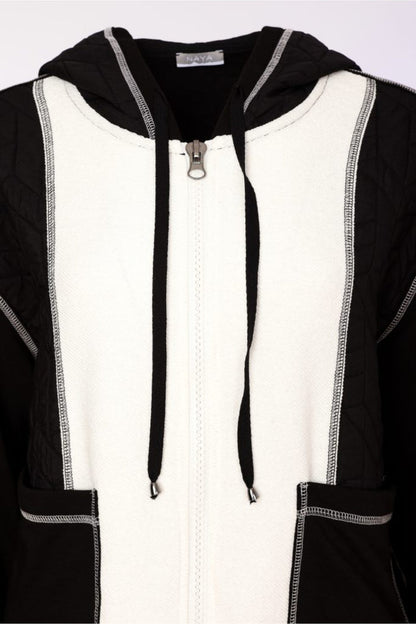 Naya NAW26168 Two Tone Black & Winter White Jacket With Coverseam Stitch Detail Shop Naya at Dotique